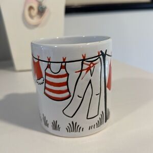 Waechtersbach Vintage White and Red Mug with Clothesline Design West Germany